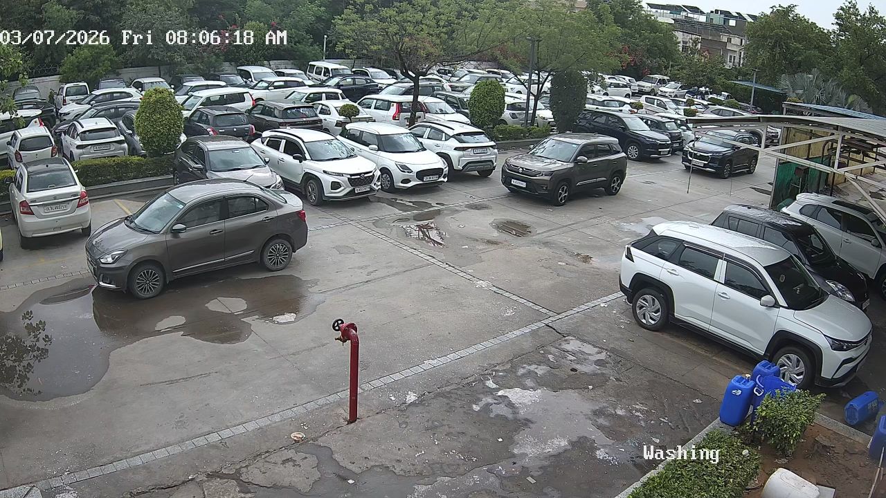 Washing bay and vehicle yard camera view